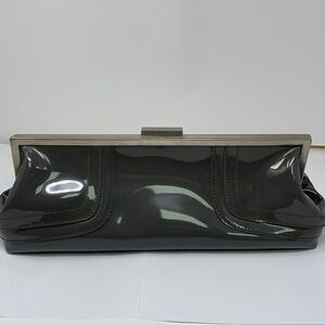 Nine West Patent Leather Purse Clutch Handbag Gray As Is